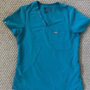 Figs Blue Fitted Short Sleeve Tee